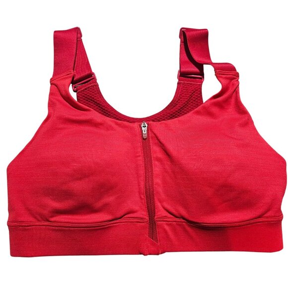 Outdoor Voices XS  Zip Front Sports Bra Red Adjustable Straps Mesh Back - Picture 3 of 12